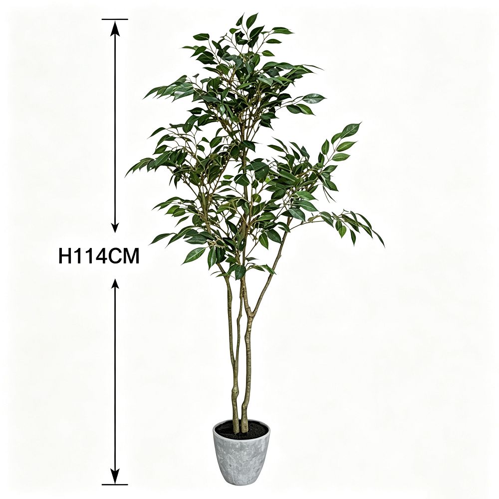 114cm 仿真榕樹細葉榕盆栽 (水泥紋膠盆)|尺寸圖