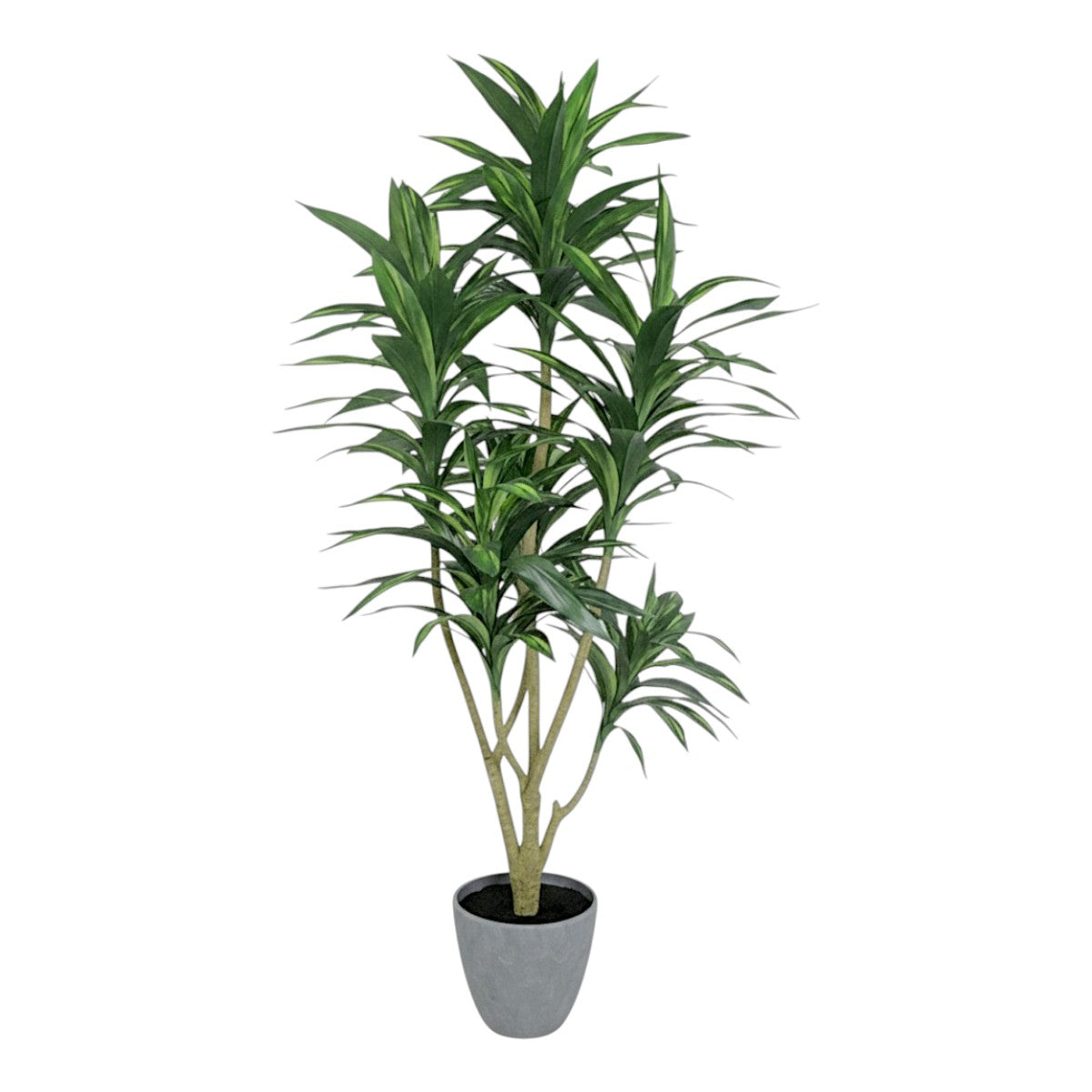 124cm 仿真巴西鐵樹中大型綠植盆栽 (水泥紋膠盆)|綠色
