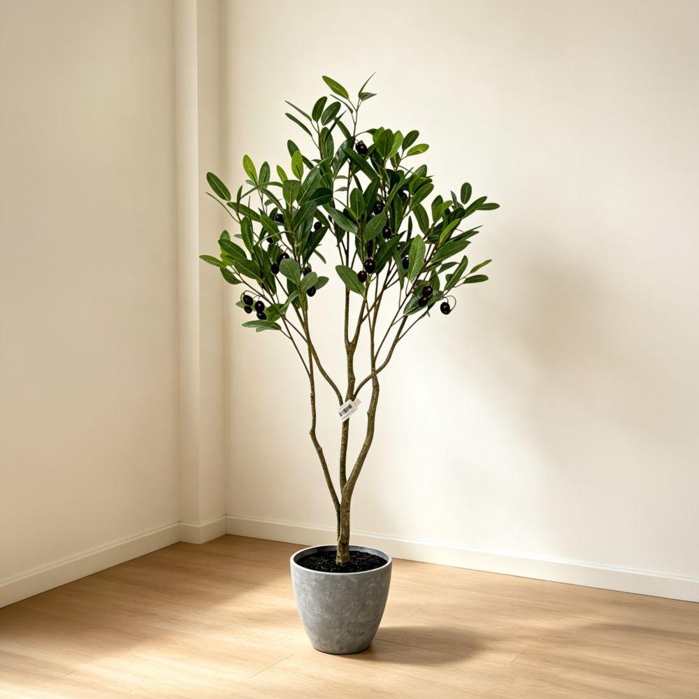 104cm 仿真橄欖樹綠植盆栽 (水泥紋膠盆)｜地中海北歐風室內植物 Olive Tree