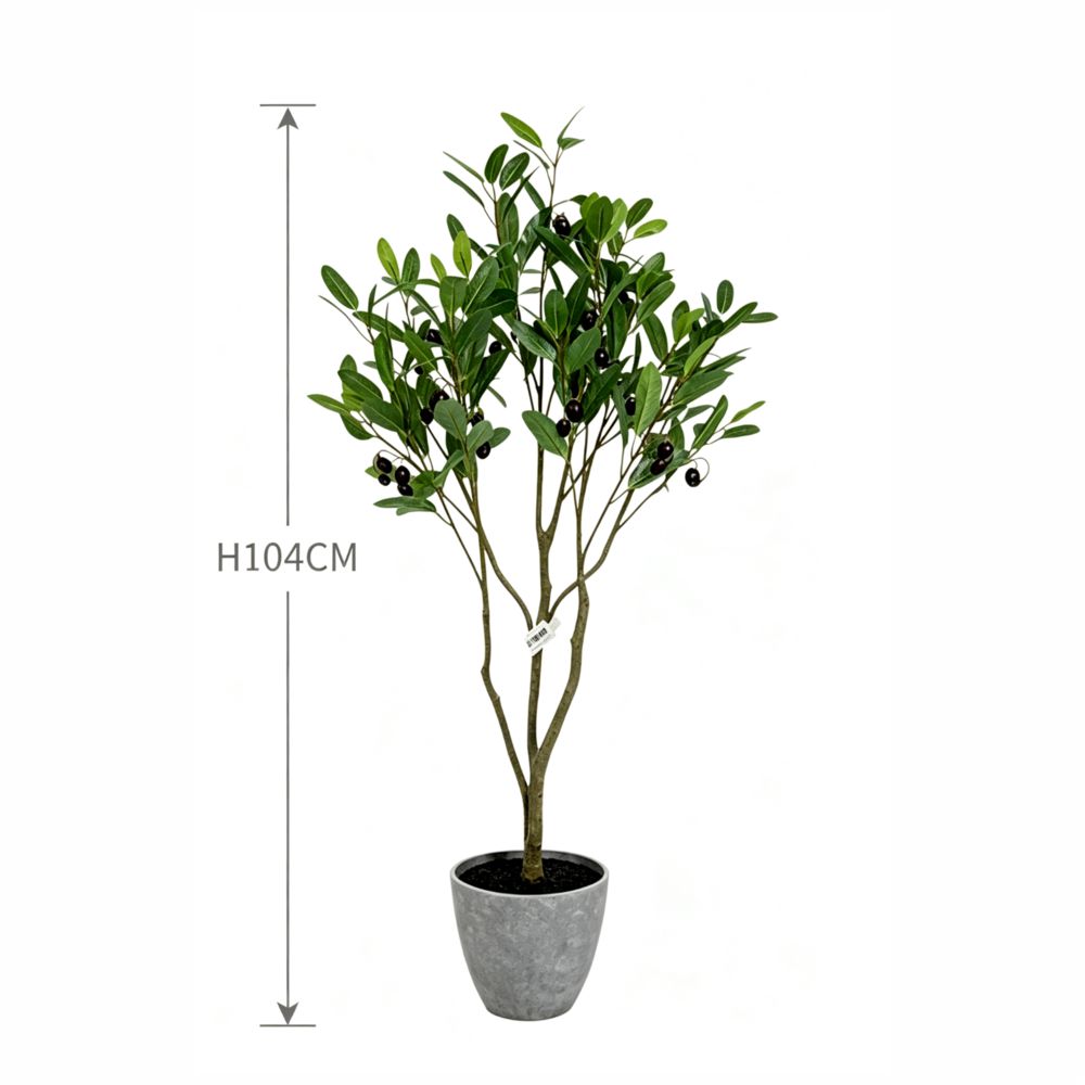 104cm 仿真橄欖樹綠植盆栽 (水泥紋膠盆)｜尺寸圖