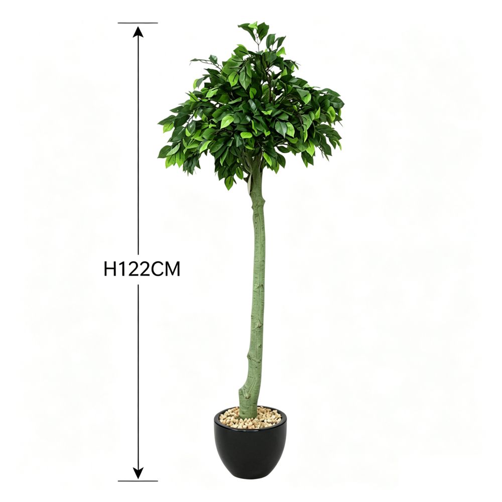 122cm 仿真單杆榕樹配黑色陶瓷盆 | 高度