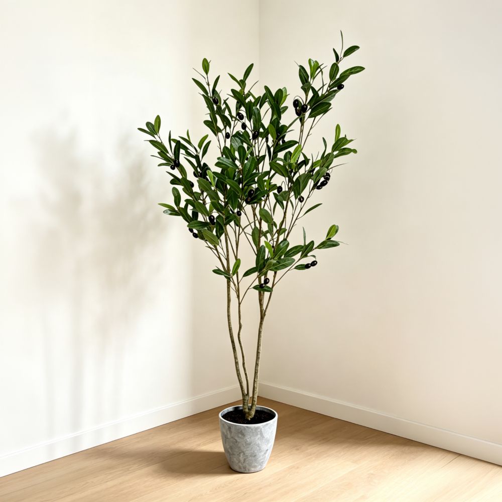 135cm 仿真橄欖樹中大型綠植盆栽 (水泥紋膠盆)｜地中海北歐風室內植物 Olive Tree