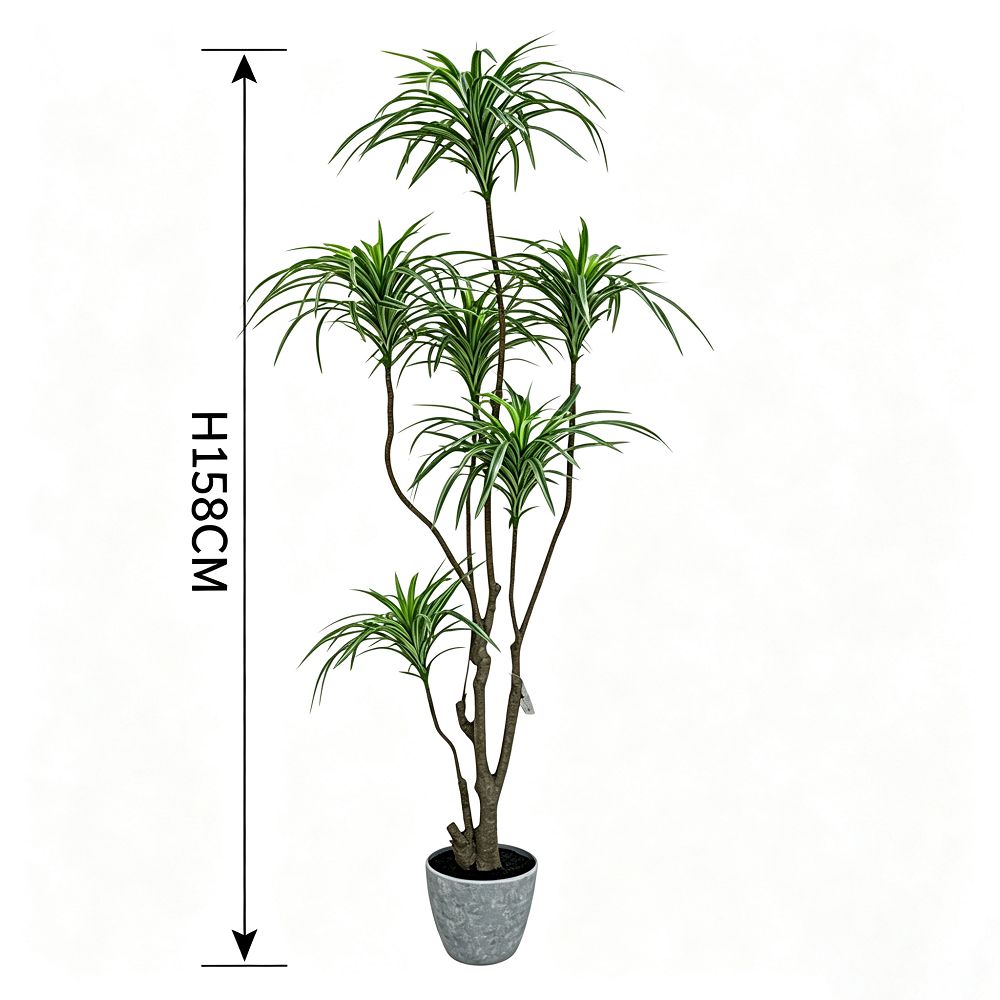 157cm 仿真千年木大型綠植盆栽 (水泥紋膠盆)｜尺寸圖
