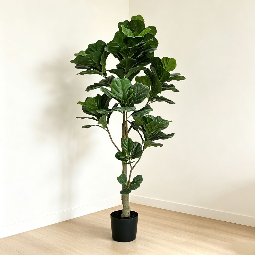 160cm 仿真琴葉榕大型綠植盆栽 (黑膠盆)｜北歐極簡網紅室內植物 Fiddle Leaf Fig Tree