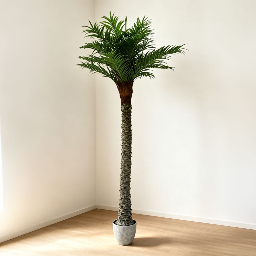 174cm 仿真海棗樹大型綠植盆栽 (水泥紋膠盆)｜熱帶度假風室內植物 Date Palm Tree