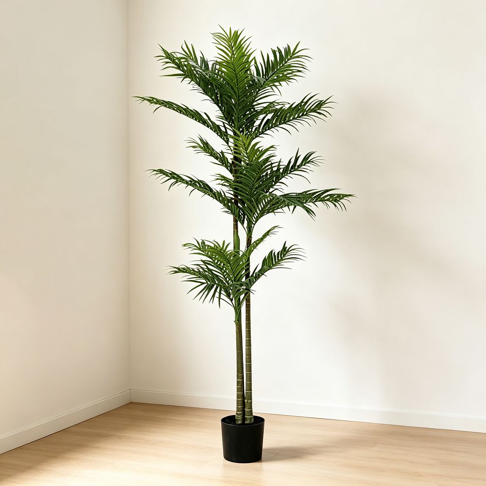 187cm 仿真棕櫚樹大型綠植盆栽 (黑膠盆)｜熱帶度假風東南亞室內植物 Palm Tree